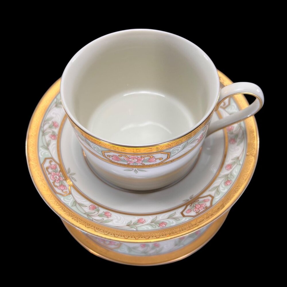 Vtg Mikasa Merrick Cup and Saucer Set Of 2 L5517 Floral Gold Trim Japan - Picture 5 of 12